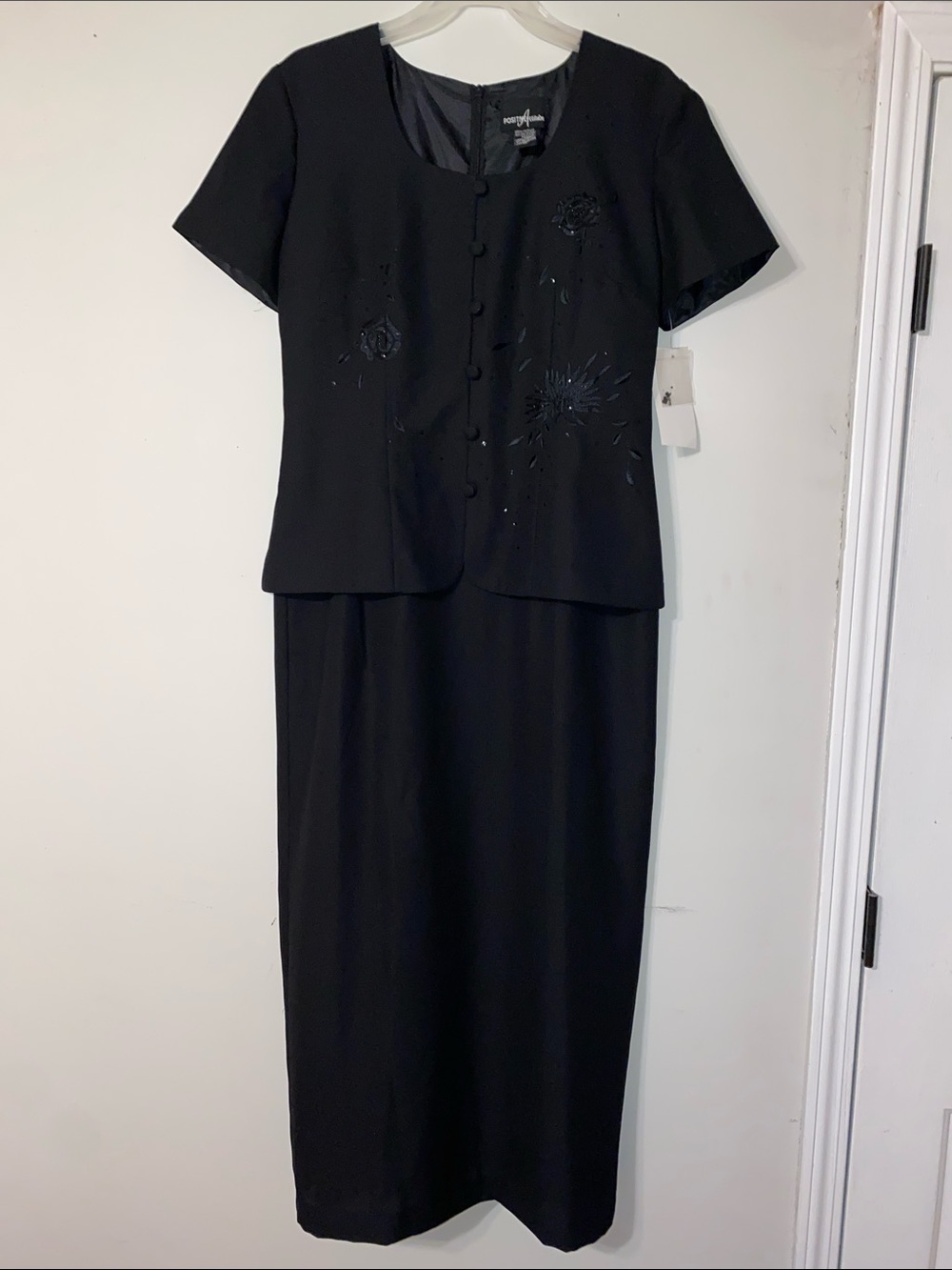 Positive Attitude Black Short-Sleeve Embellished Maxi Dress